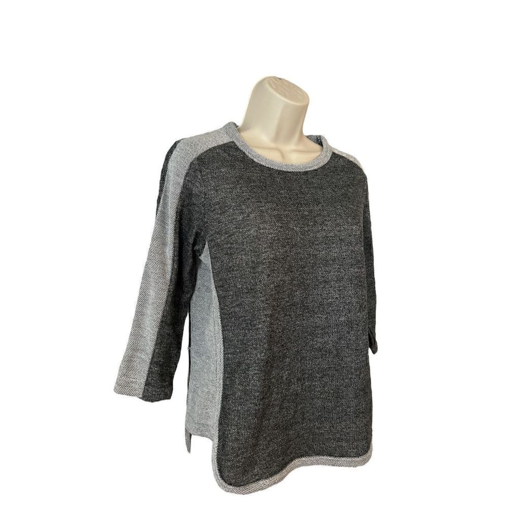 CD Petites Womens Sz PS Top Pullover 3/4 Sleeve Gray Shimmer